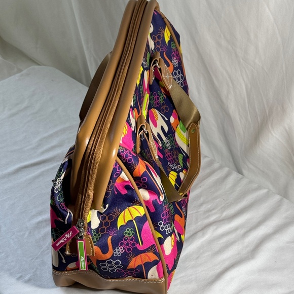 Lily Bloom Colorful Elephant Print Satchel. - Picture 10 of 12